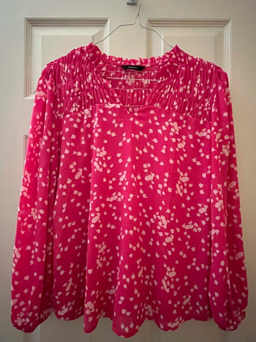 Pink Printed Long-Sleeve Blouse